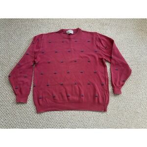 Vintage Lord Jeff Fine Cotton Sailboat Preppy Sweater Old Money Yachting Boat LG